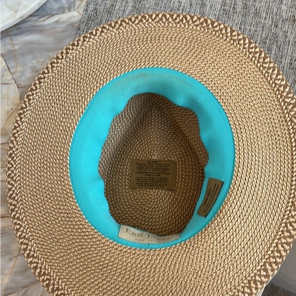 Eric Javits Tan Straw Hat with colorful lining - Picture 3 of 3